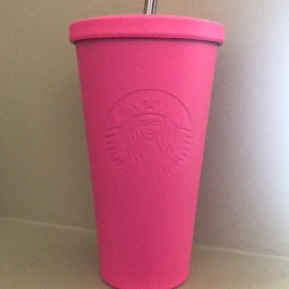 Starbucks Hot Pink HTF Tumbler 24oz Skipper Barbie Pink Matte